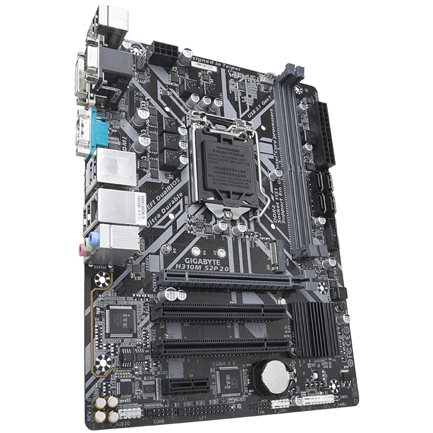 Placa de baza Gigabyte H310M S2P 20, Socket 1151 (4719331803414) fotografia produsului View 3 L