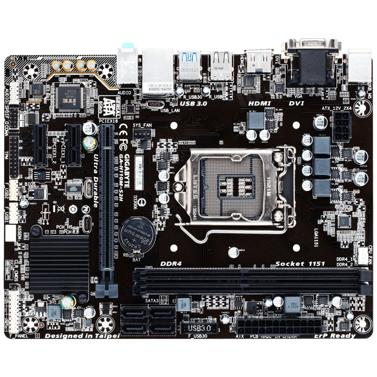 Placa de baza Gigabyte H110M-S2H, Socket 1151 (4719331837310) fotografia produsului