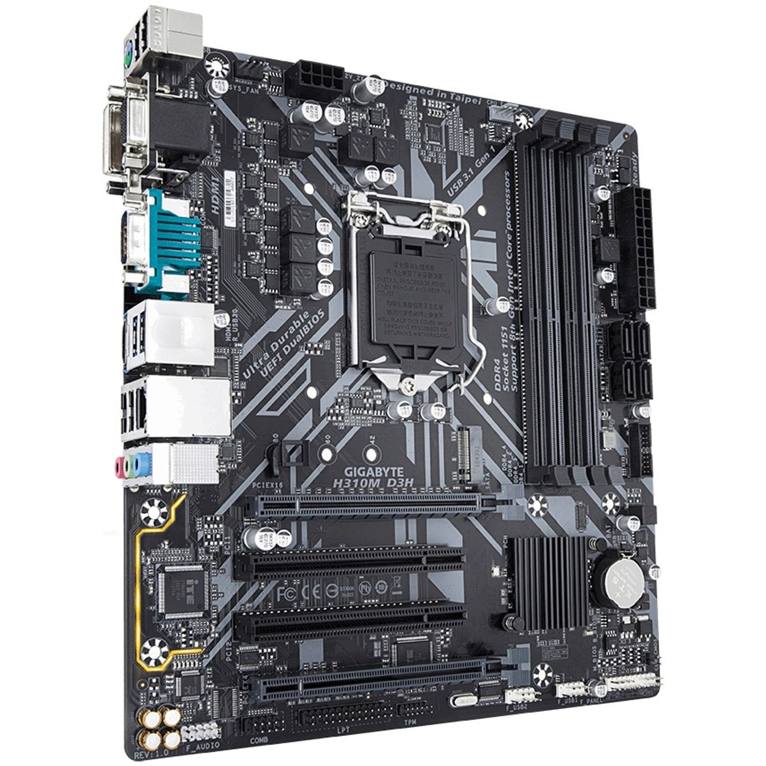 Placa de baza Gigabyte H310M D3H, Socket 1151 (4719331805807) fotografia produsului View 2 L