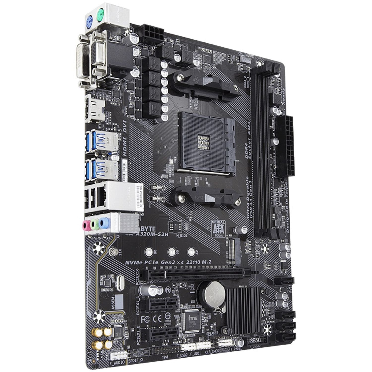Placa de baza Gigabyte A320M-S2H, Socket AM4 (4719331802530) fotografia produsului View 4 L