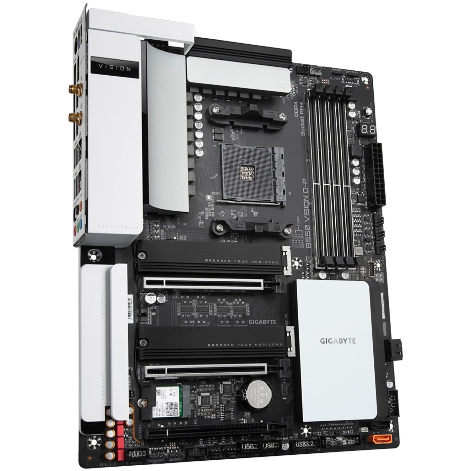 Placa de baza Gigabyte B550 Vision D-P, Socket AM4 (4719331809560) fotografia produsului View 3 L