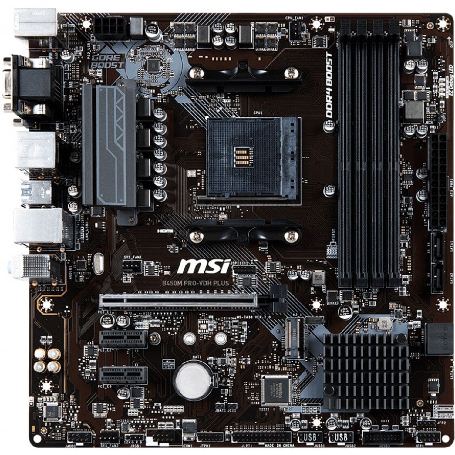 Placa de baza MSI B450M Pro-VDH Plus, Socket AM4 (4719072620189) fotografia produsului