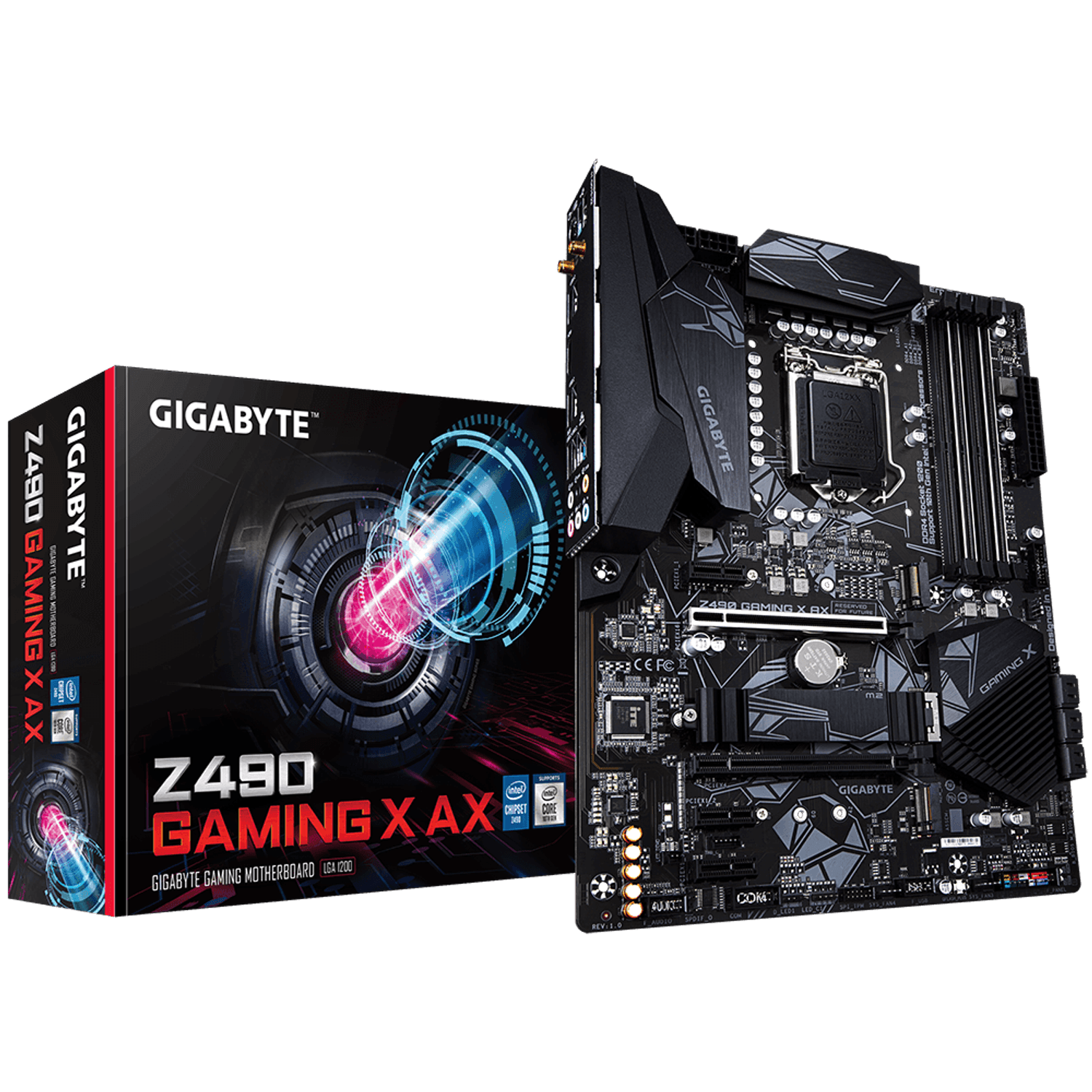 Placa de baza Gigabyte Z490 Gaming X AX, Socket 1200 (4719331809539) fotografia produsului View 3 L