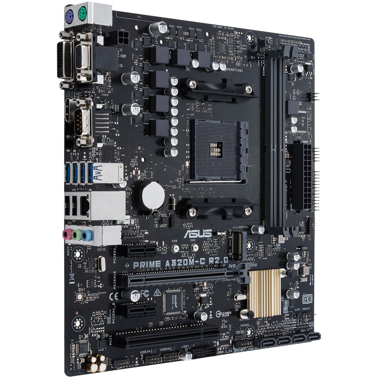 Placa de baza Asus Prime A320M-C R20, Socket AM4 (4712900694956) fotografia produsului View 2 L