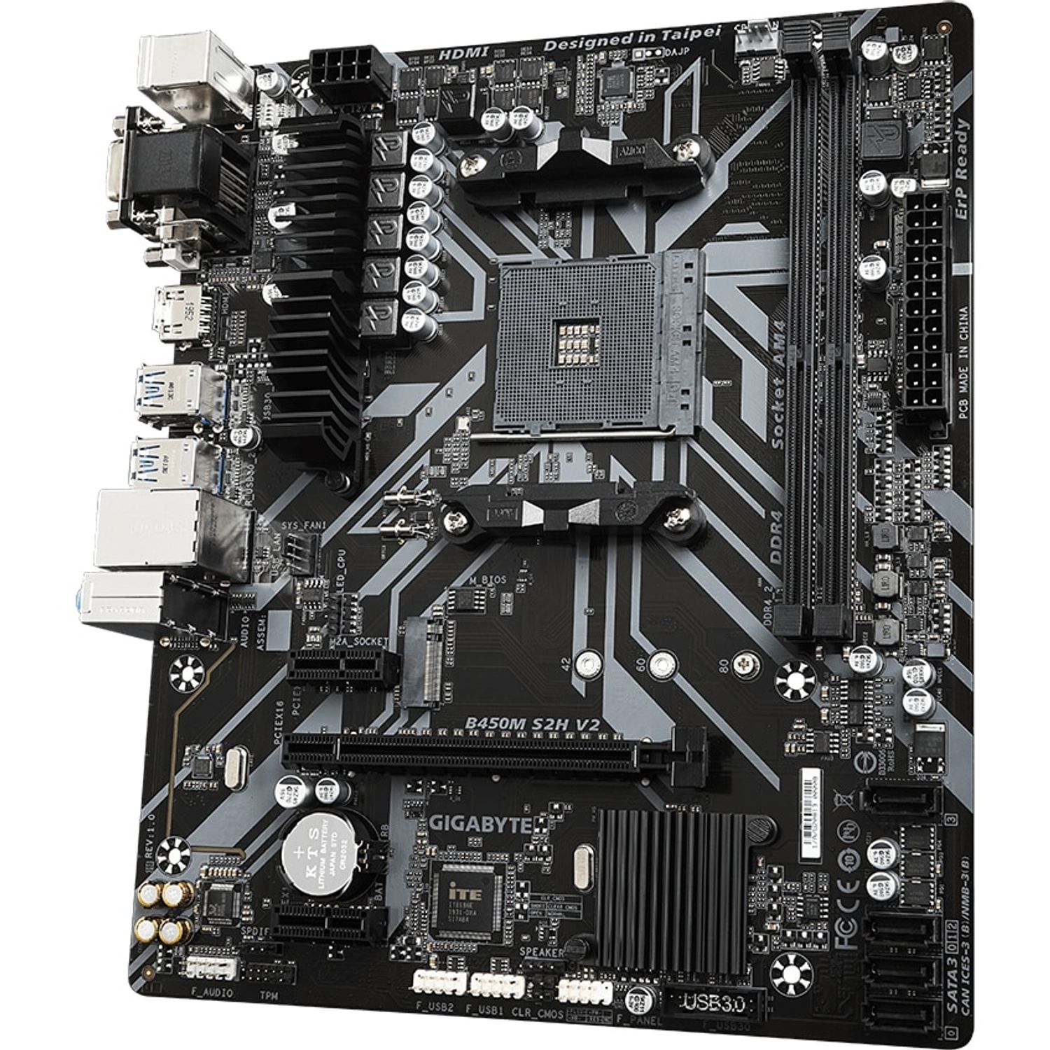Placa de baza Gigabyte B450M S2H V2, Socket AM4 (4719331810832) fotografia produsului View 3 L