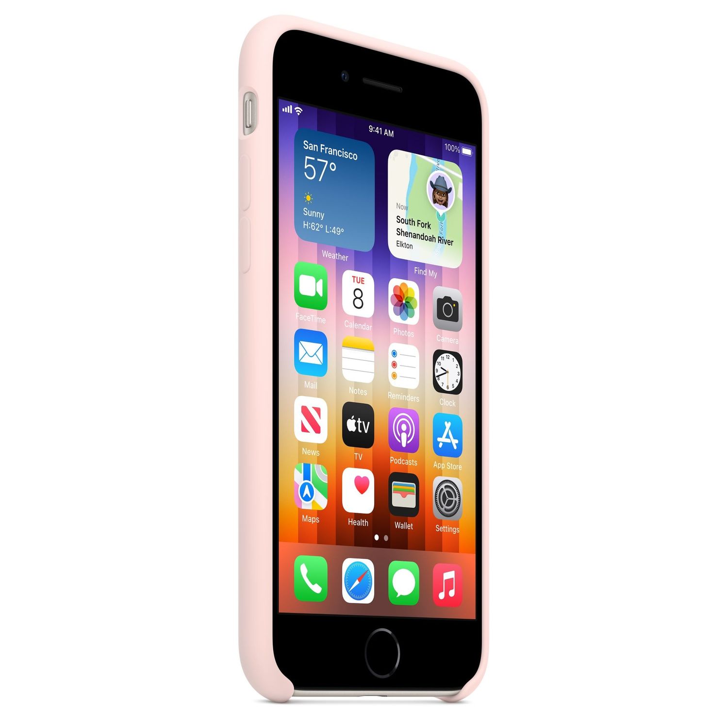 Husa de protectie Apple Silicone Case pentru iPhone SE 3, Chalk Pink fotografia produsului View 5 L