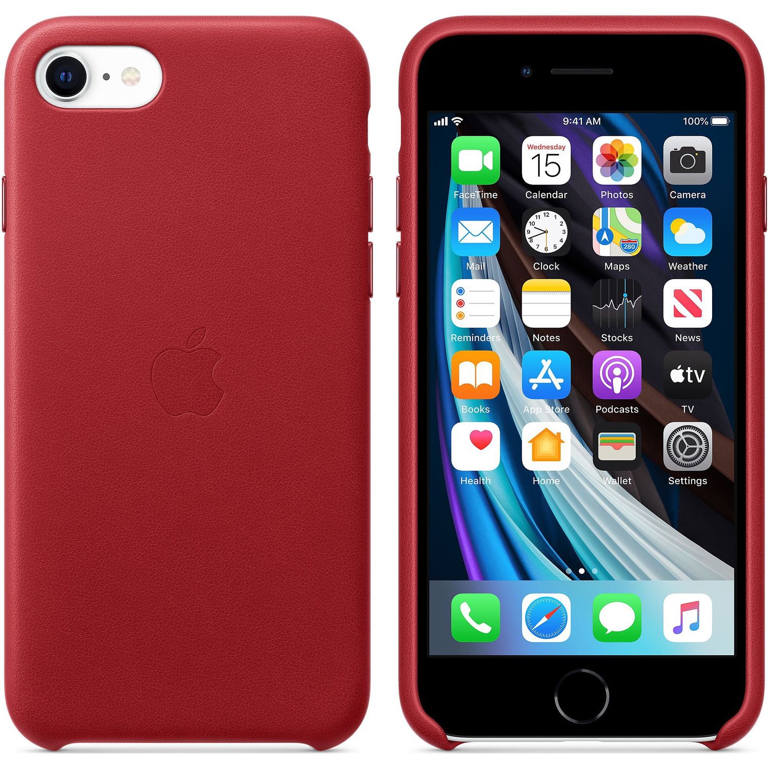 Husa de protectie Apple pentru iPhone SE 2, Piele, Red fotografia produsului View 2 L