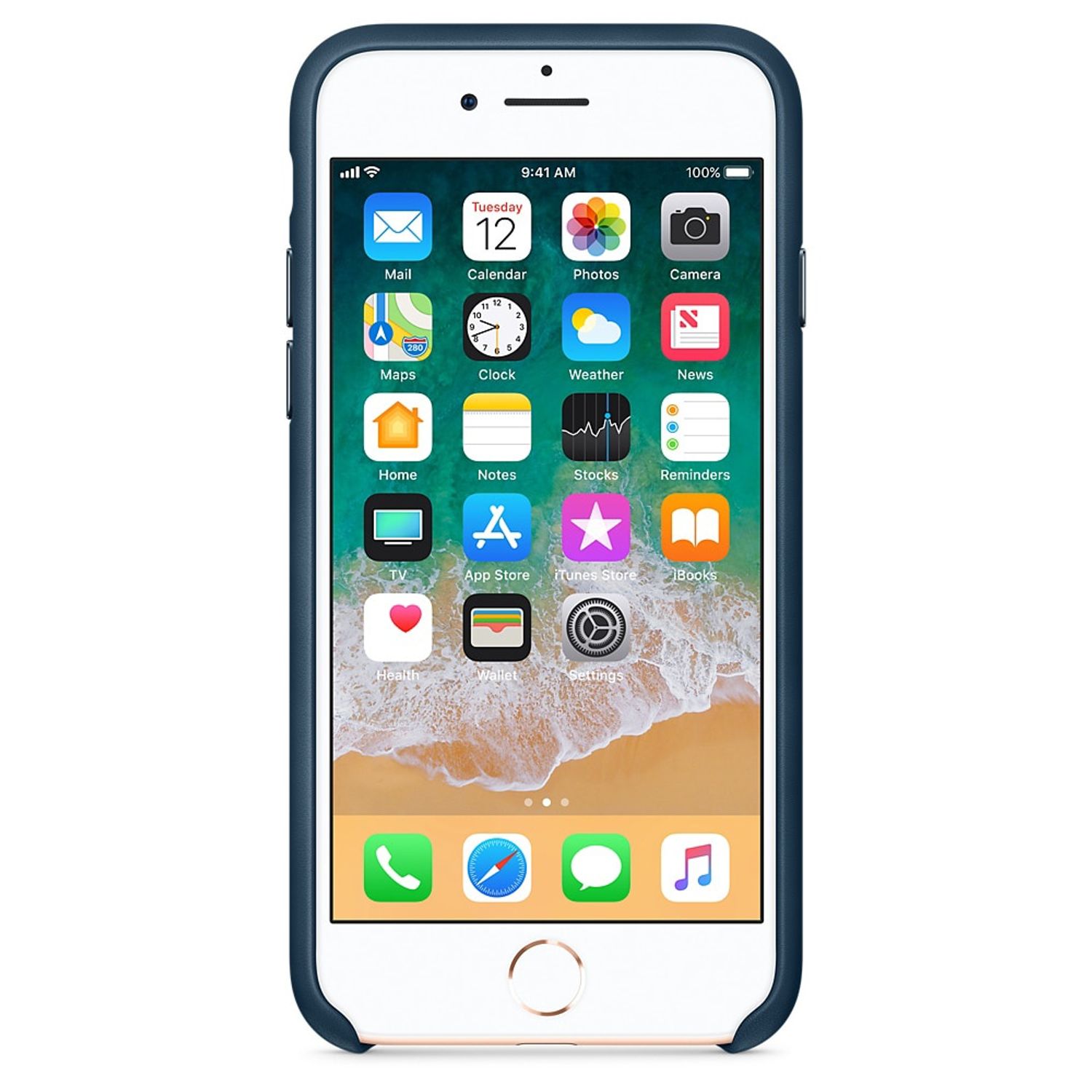 Husa de protectie Apple pentru iPhone 8 / iPhone 7, Piele, Cosmos Blue fotografia produsului View 3 L