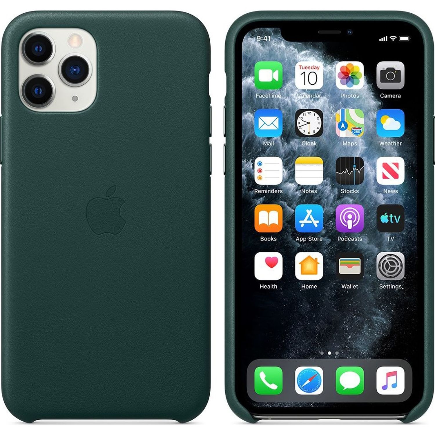 Husa de protectie Apple pentru iPhone 11 Pro, Piele, Forest Green fotografia produsului View 2 L