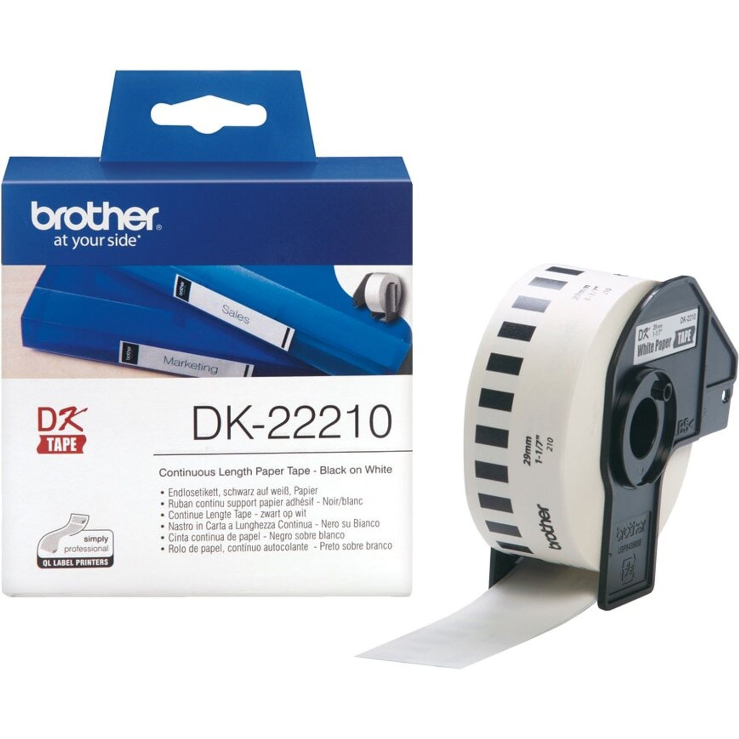 Rola etichete Brother DK22210 Continuous Paper Tape, 29mm x 3048m fotografia produsului