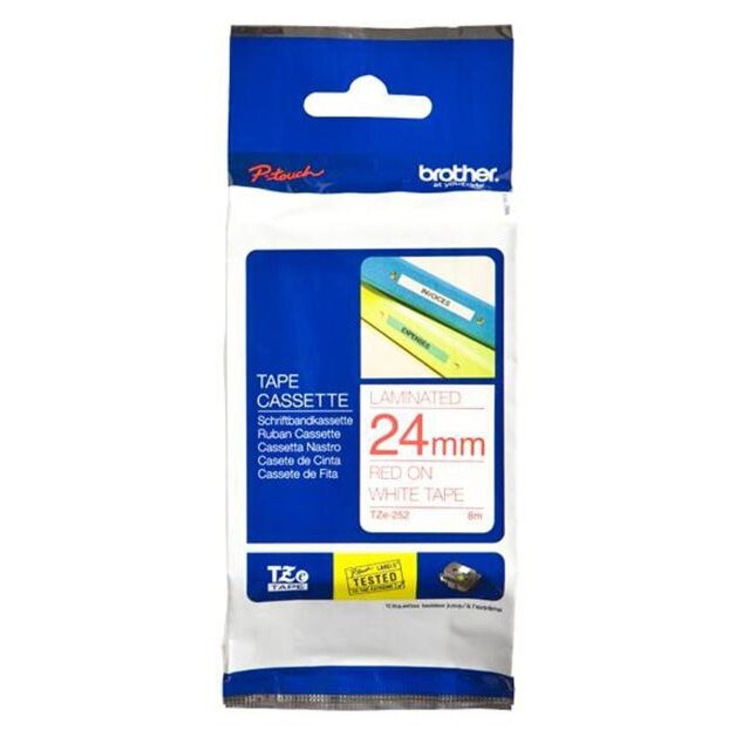Etichete Brother TZE252 Red on White, 24mm fotografia produsului