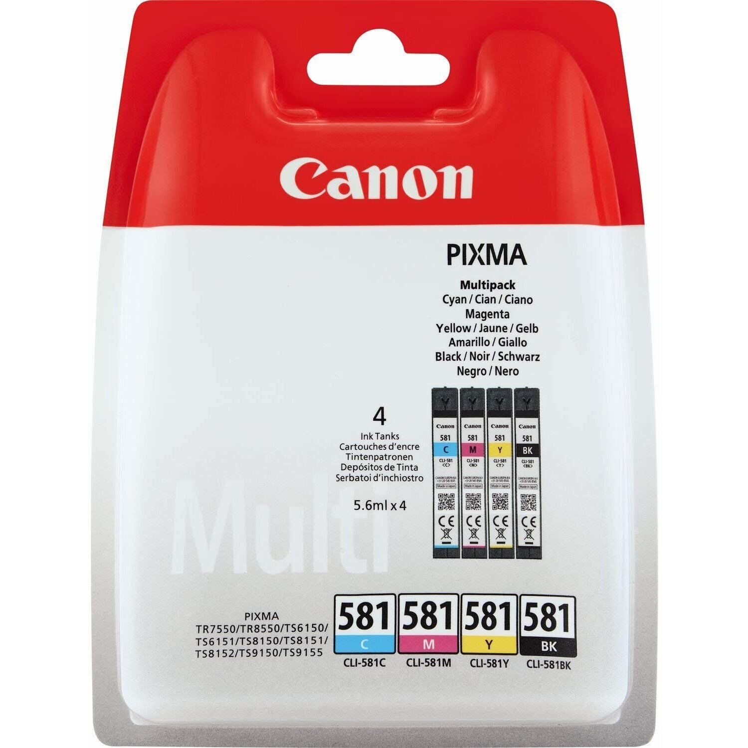Set 4 cartuse originale Canon CLI581 Cyan/Magenta/Yellow/Black Multipack ,2103C004AA fotografia produsului