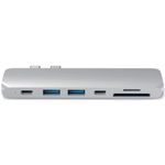 Docking Satech PRO Hub Type-C, HDMI 4K, PassThroughCharging, 2x USB 30, 2xSD, ThunderBolt 3, Argintiu fotografia produsului View 2 S
