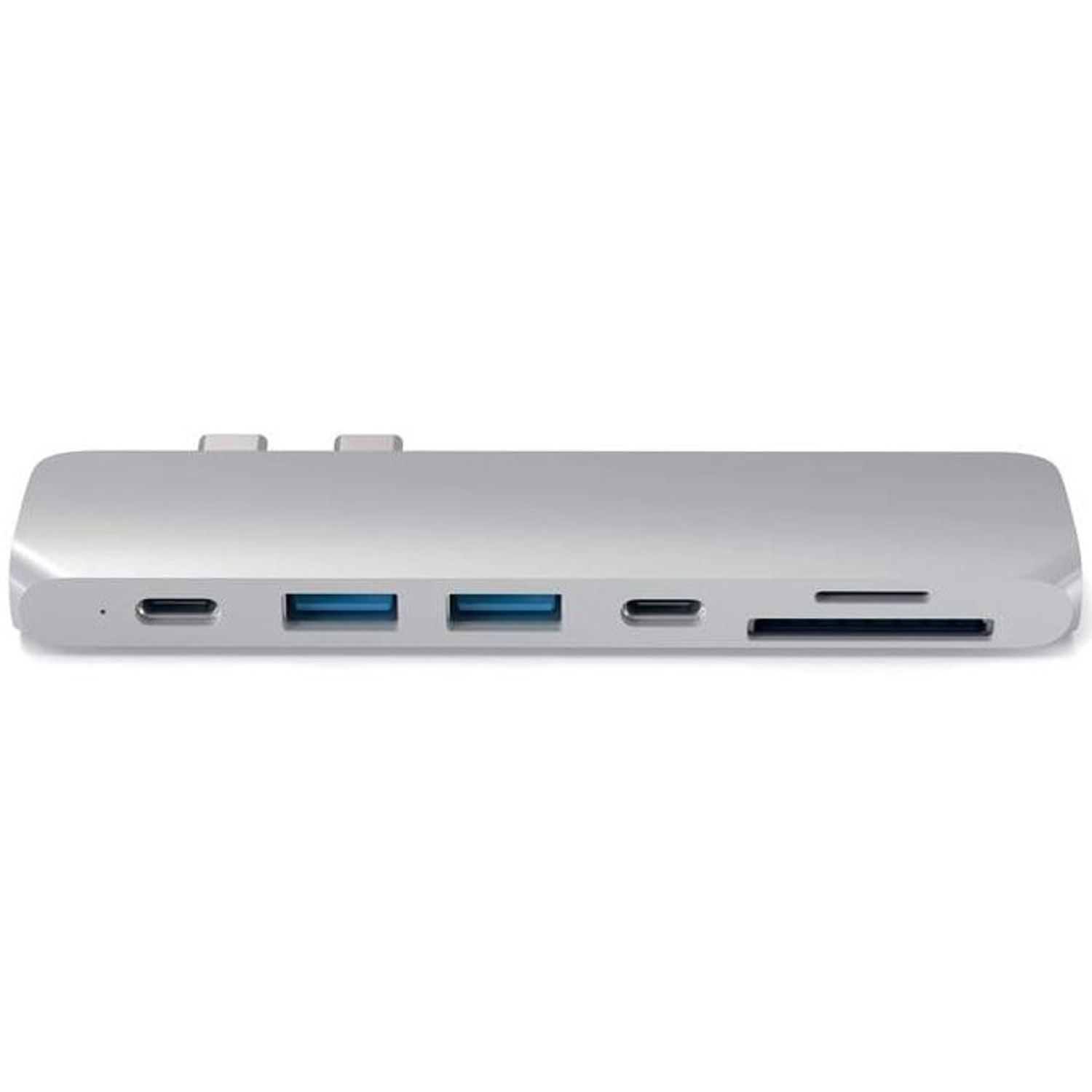 Docking Satech PRO Hub Type-C, HDMI 4K, PassThroughCharging, 2x USB 30, 2xSD, ThunderBolt 3, Argintiu fotografia produsului View 2 L