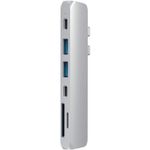 Docking Satech PRO Hub Type-C, HDMI 4K, PassThroughCharging, 2x USB 30, 2xSD, ThunderBolt 3, Argintiu fotografia produsului