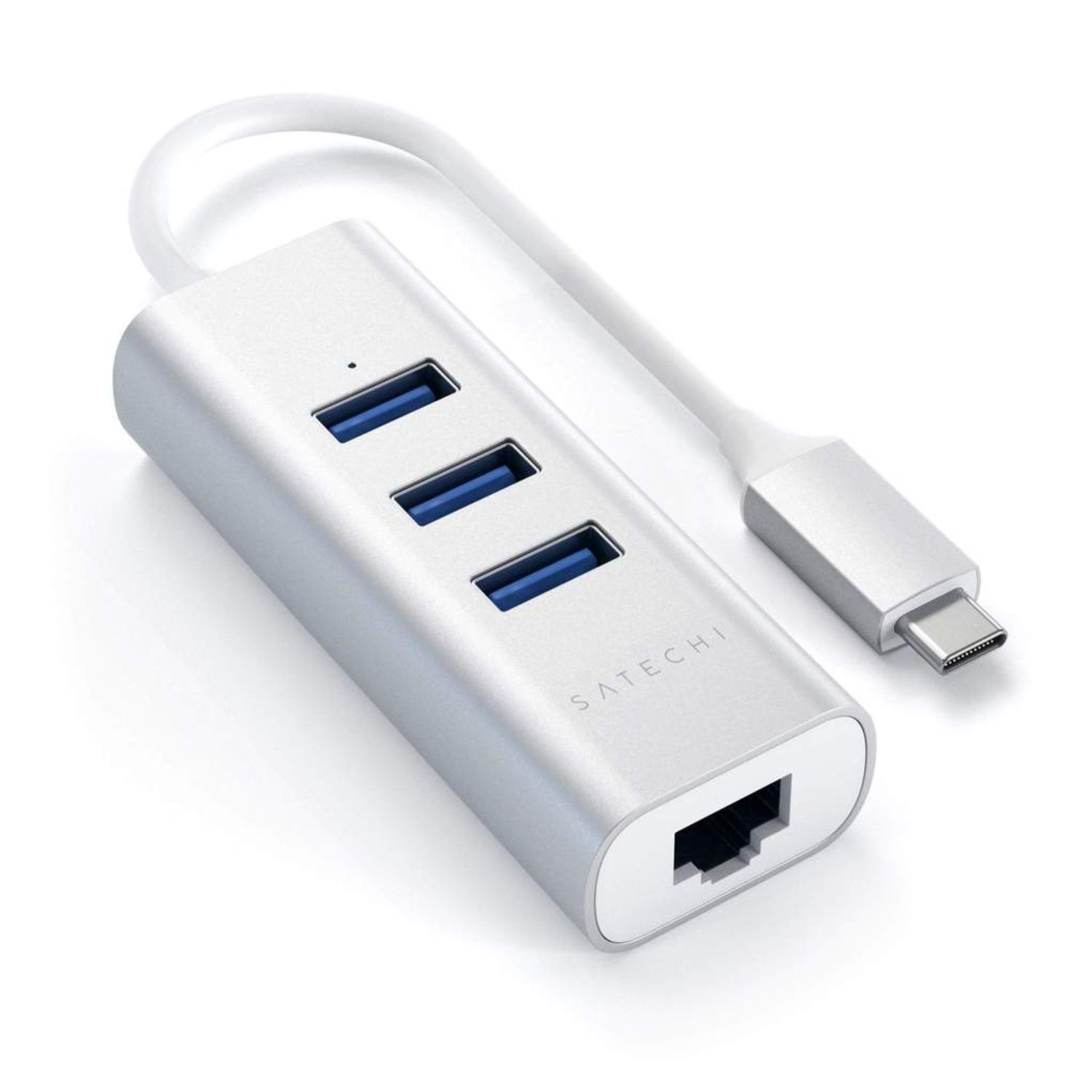 Hub Type-C Satechi Aluminium 3x USB 30, Ethernet, Argintiu fotografia produsului View 3 L