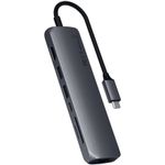 Adaptor USB-C Satechi Slim Multiport 1xHDMI 4K, 2x USB-A,1x SD, 1x Ethernet, Gri spatial fotografia produsului