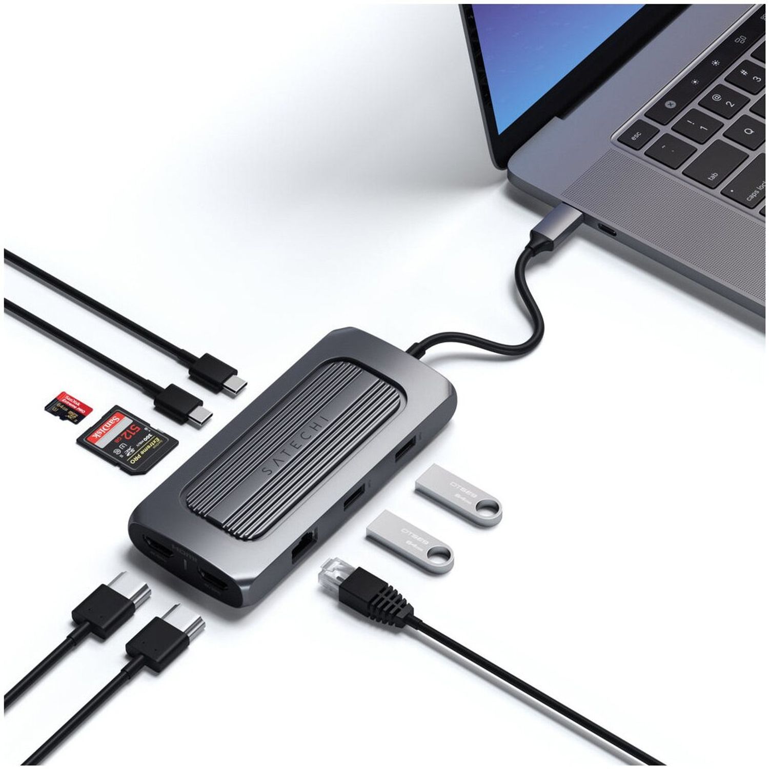 Adaptor USB-C Multiport Satechi MX Dual 4K HDMI 60Hz/30Hz fotografia produsului View 5 L
