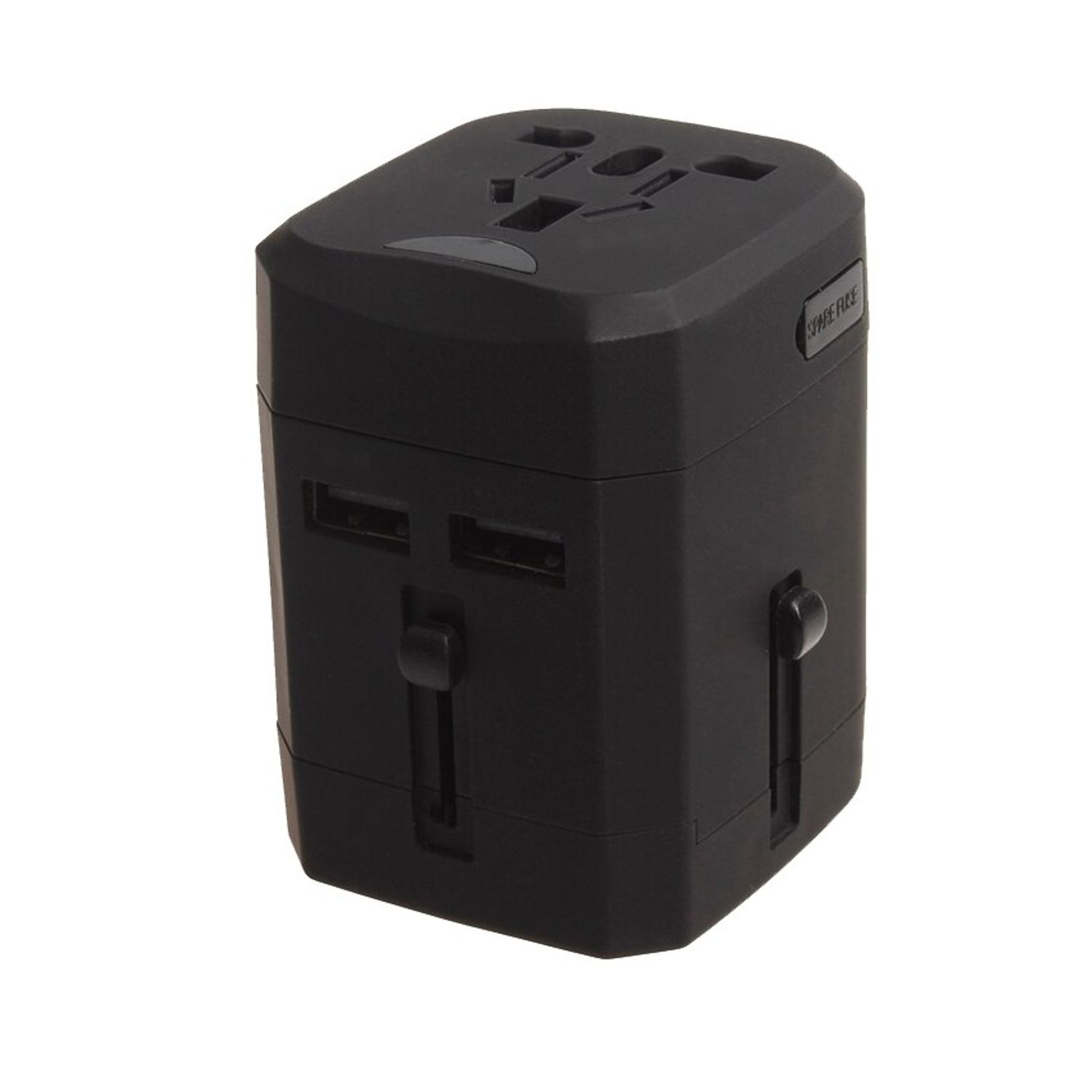 Adaptor priza universal Serioux, 25A, 2 porturi USB, Black fotografia produsului View 3 L