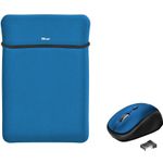 Husa laptop cu mouse wireless Trust Yvo, 156", Albastru fotografia produsului