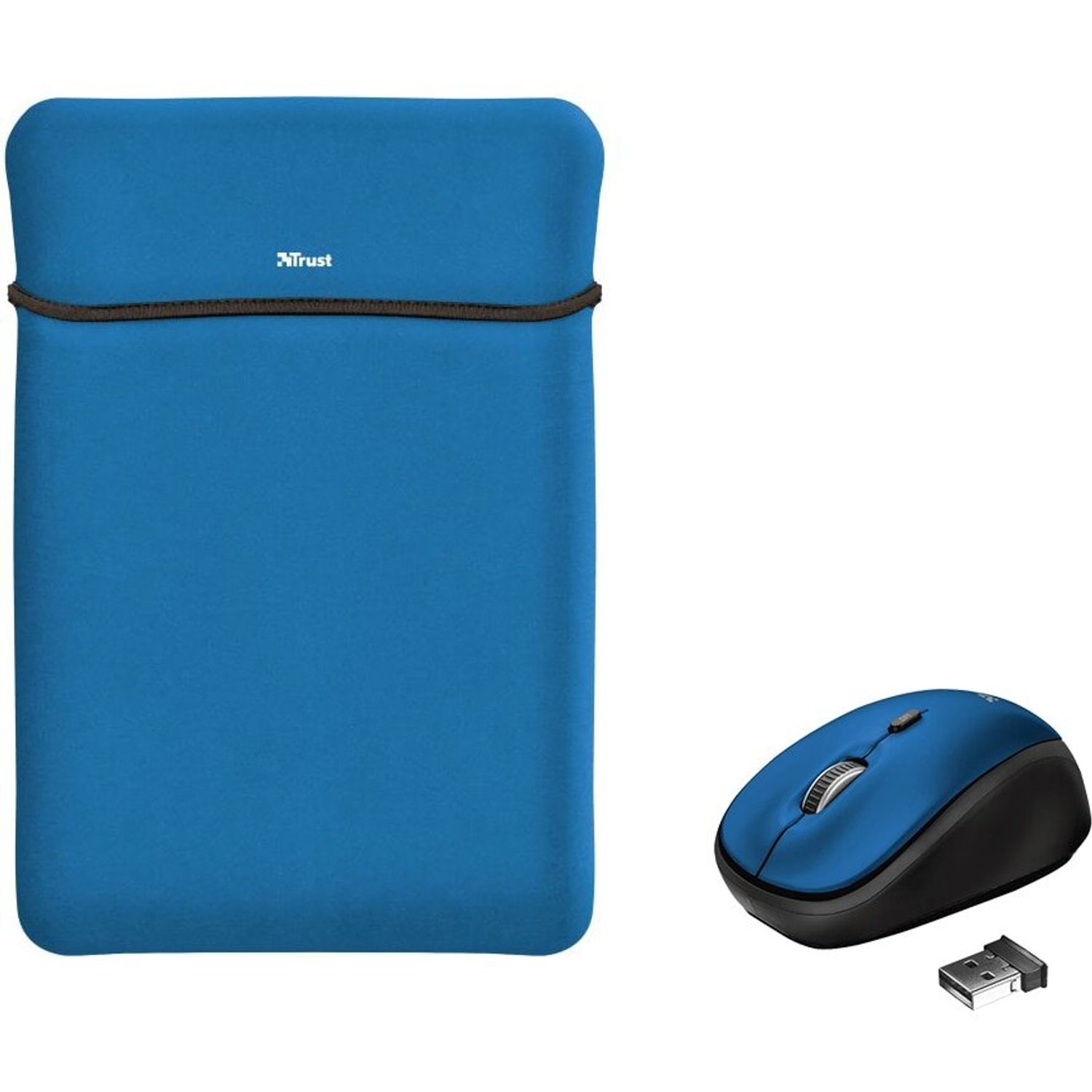 Husa laptop cu mouse wireless Trust Yvo, 156", Albastru fotografia produsului