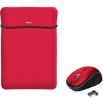 Husa laptop cu mouse wireless Trust Yvo, 156", Rosu fotografia produsului