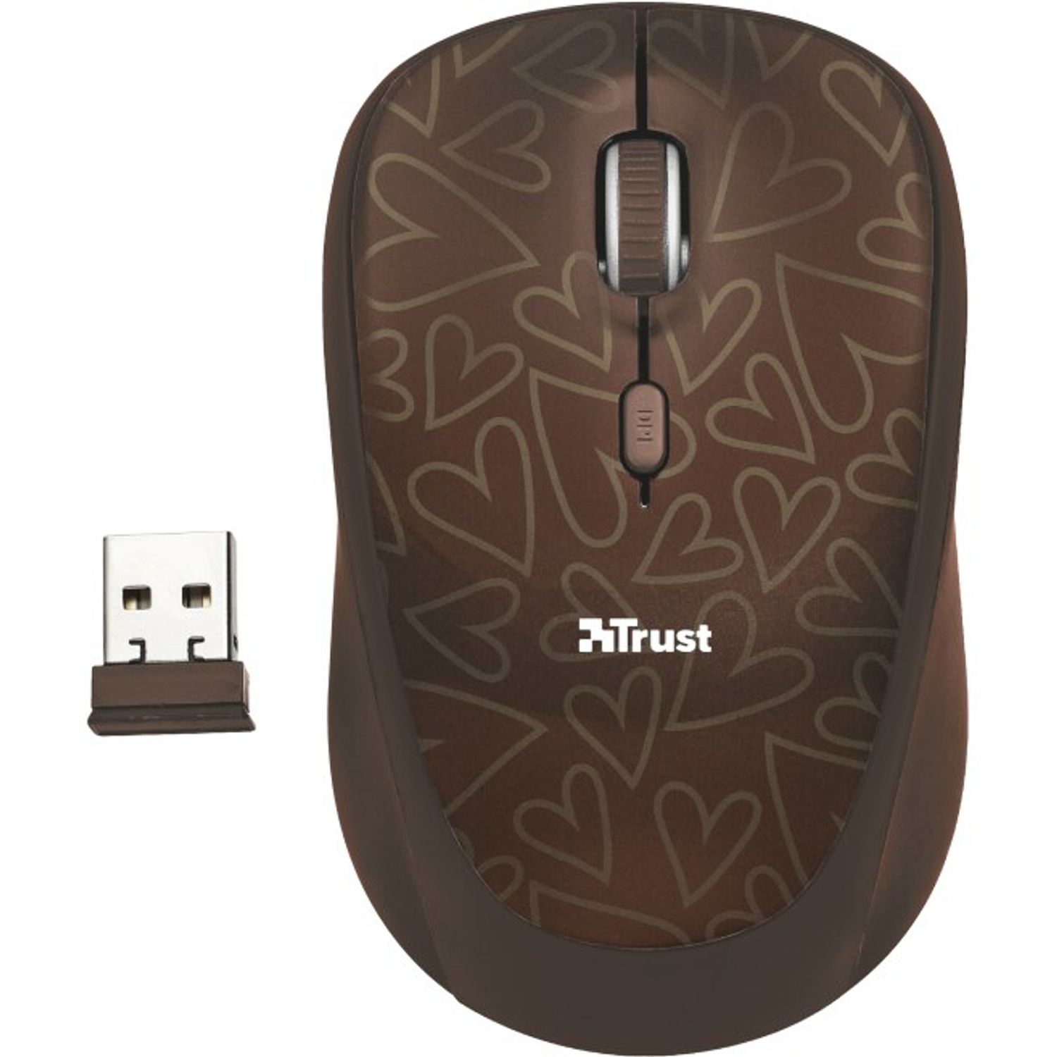 Husa laptop cu mouse wireless Trust Yvo, 156", Brown Hearts fotografia produsului View 4 L