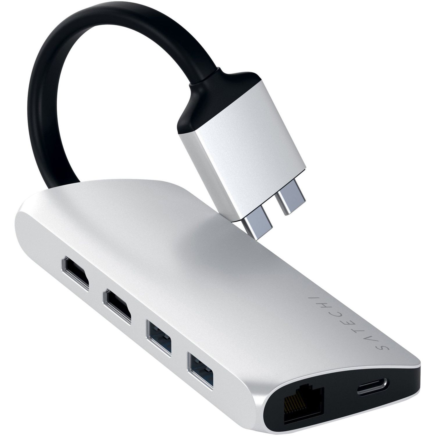 Adaptor USB-C Satechi Dual Multimedia, Argintiu fotografia produsului