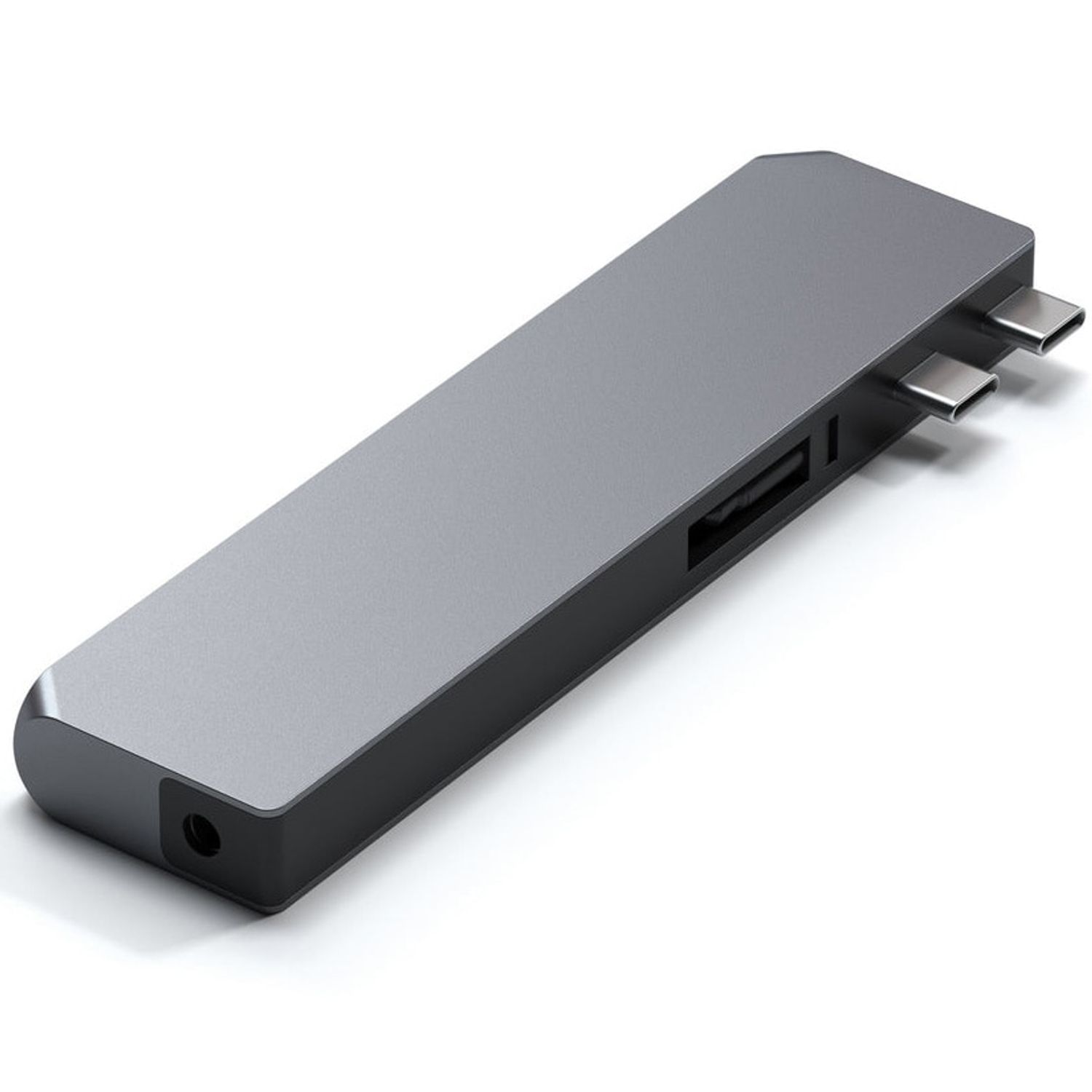 Docking Satechi Pro Hub MaxM11xUSB4,1x HDMI 4K 60Hz,1xUSB-A30,1x micro/SD,1xEthernet,1xUSB-C,1xAudio, Gri spatial fotografia produsului View 3 L