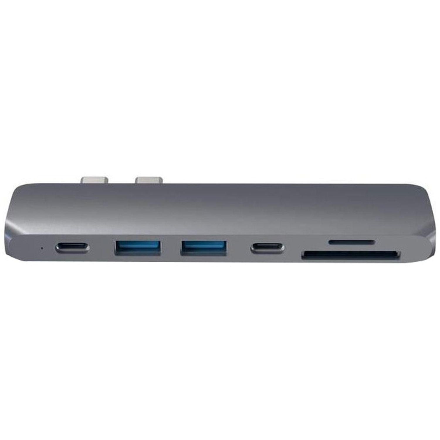 Docking Satech PRO Hub Type-C, HDMI 4K, PassThroughCharging, 2x USB 30, 2xSD, ThunderBolt 3, Gri spatial fotografia produsului View 2 L