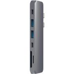 Docking Satech PRO Hub Type-C, HDMI 4K, PassThroughCharging, 2x USB 30, 2xSD, ThunderBolt 3, Gri spatial fotografia produsului