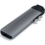 Docking USB-C Satechi PRO Hub HDMI 4K, PassThroughCharging, 1x USB30, 1xSD, Ethernet, Gri spatial fotografia produsului View 3 S