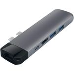 Docking USB-C Satechi PRO Hub HDMI 4K, PassThroughCharging, 1x USB30, 1xSD, Ethernet, Gri spatial fotografia produsului View 2 S