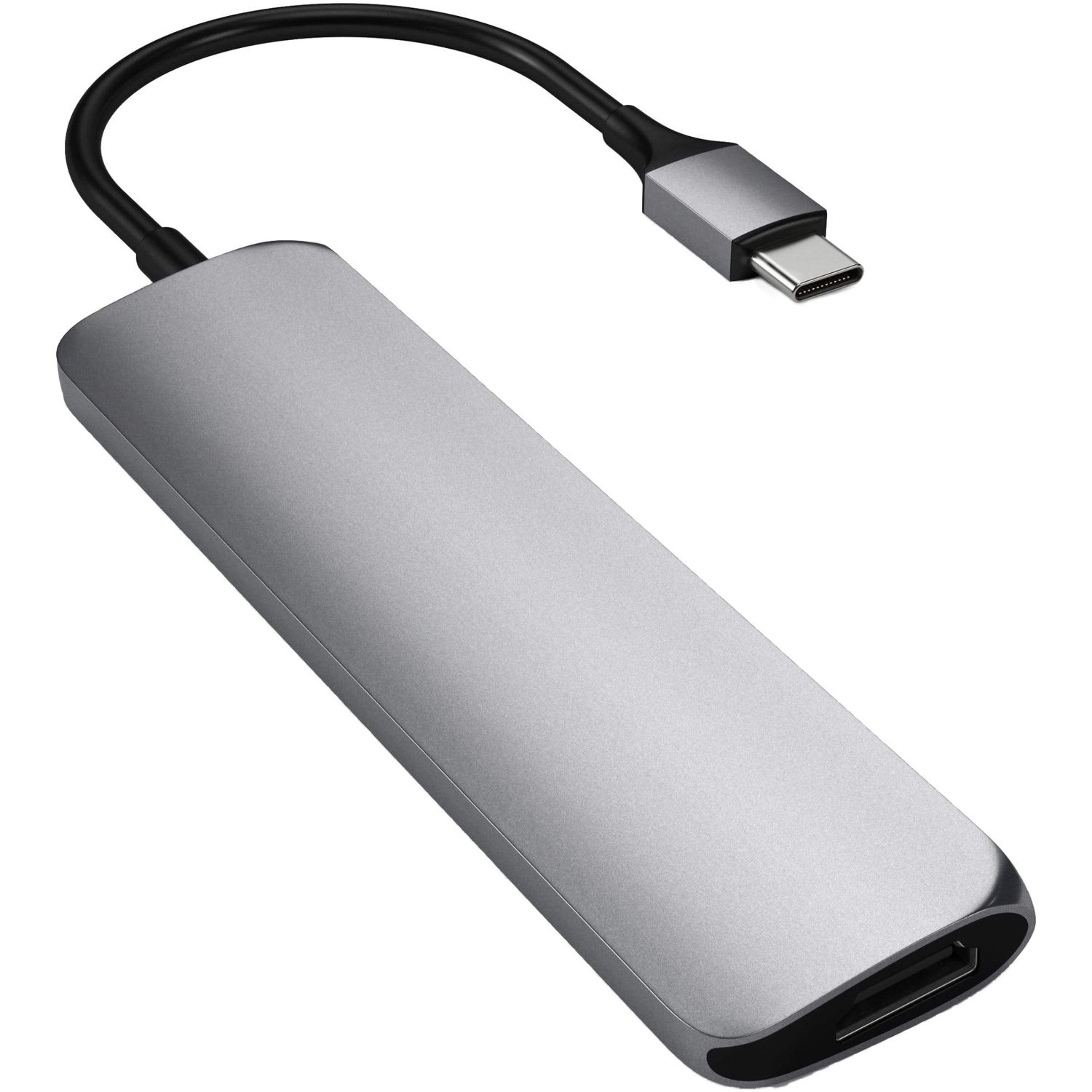 Adaptor Hub USB-C Satechi Multimedia Slim V2, Gri spatial fotografia produsului View 2 L