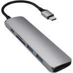 Adaptor Hub USB-C Satechi Multimedia Slim V2, Gri spatial fotografia produsului