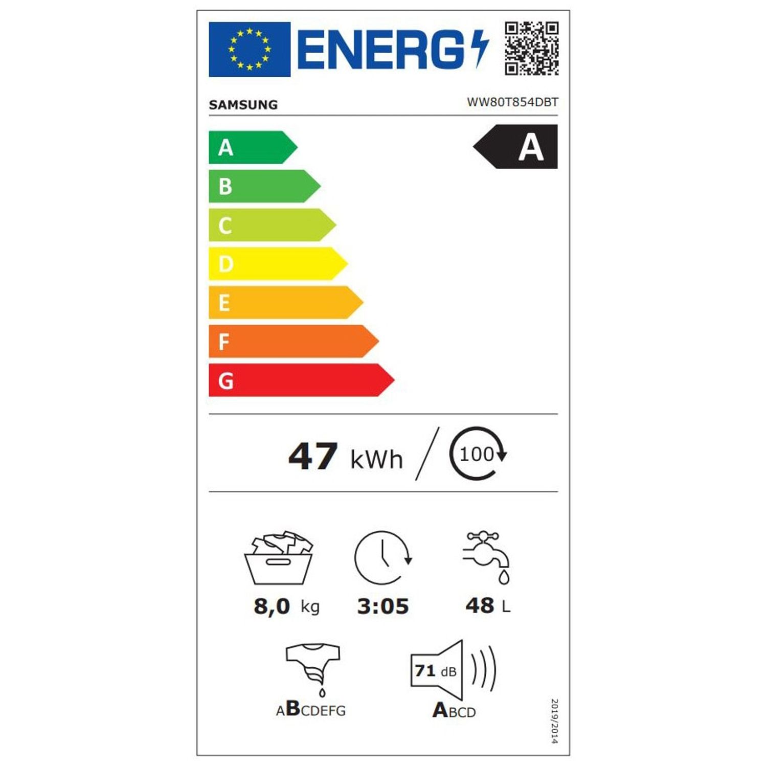 Masina de spalat Samsung WW80T854DBT/S7, 8 kg, 1400 RPM, Clasa A, QuickDrive, AI Control, Add Wash fotografia produsului View 13 L
