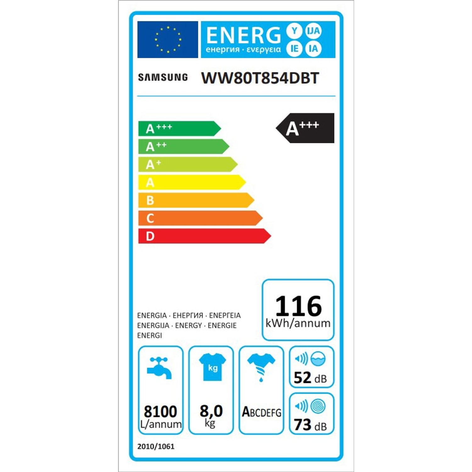 Masina de spalat Samsung WW80T854DBT/S7, 8 kg, 1400 RPM, Clasa A, QuickDrive, AI Control, Add Wash fotografia produsului View 12 L