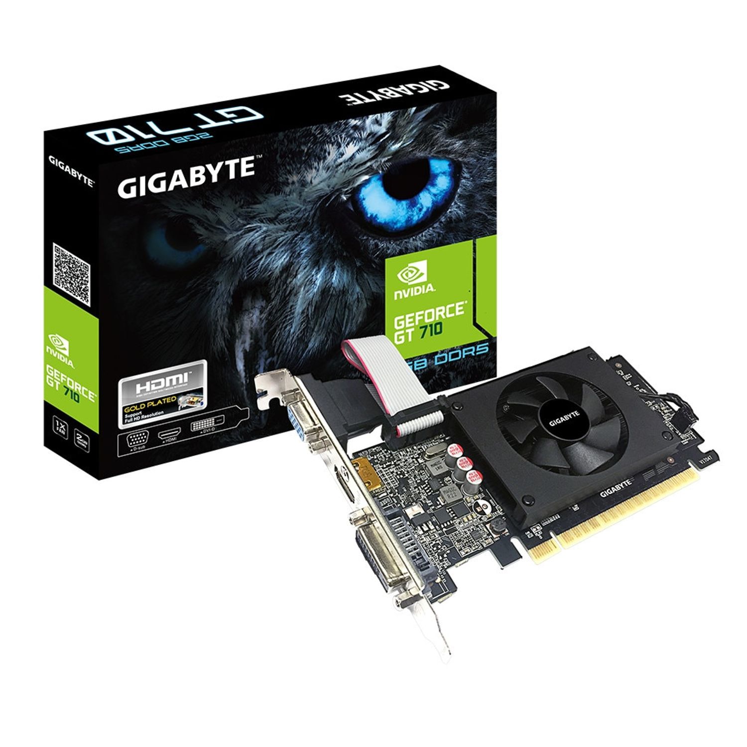 Placa video Gigabyte GeForce GT 710, 2GB, GDDR5, 64 bit, D-Sub, DVI-D, HDMI fotografia produsului View 5 L