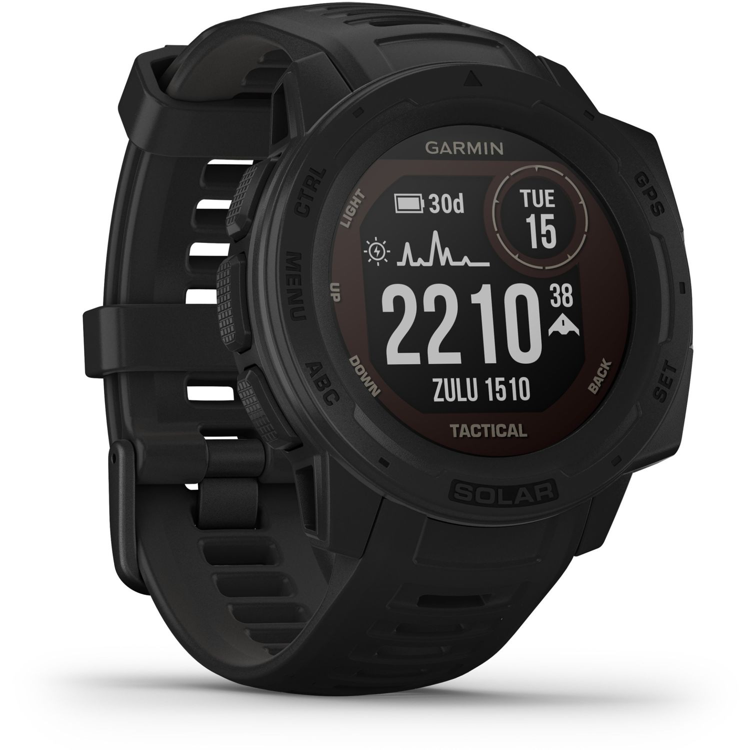 Smartwatch Garmin Instinct Solar, Tactical Edition, GPS, Black fotografia produsului View 3 L