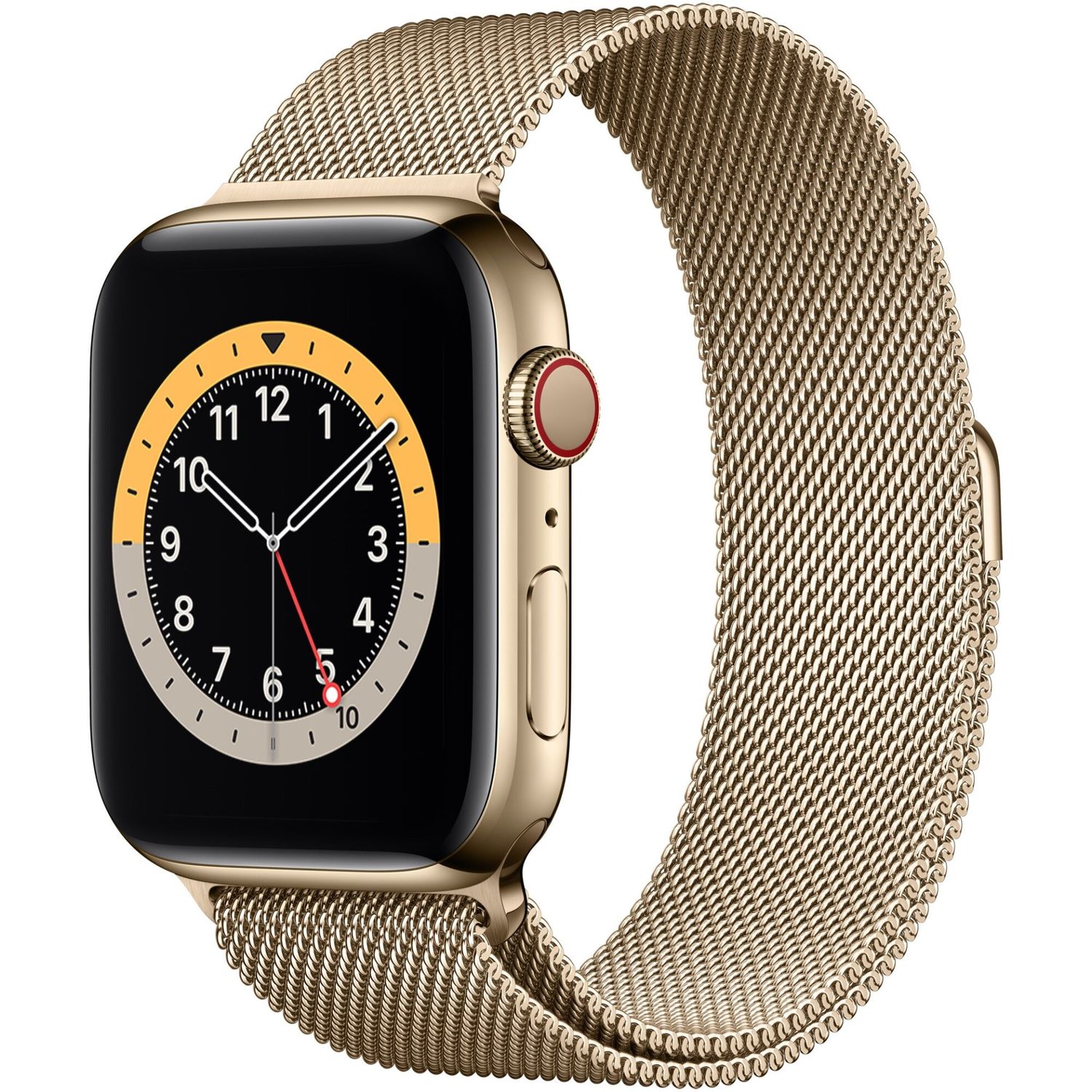 Apple Watch 6, GPS, Cellular, Carcasa Gold Stainless Steel 44mm, Gold Milanese Loop fotografia produsului