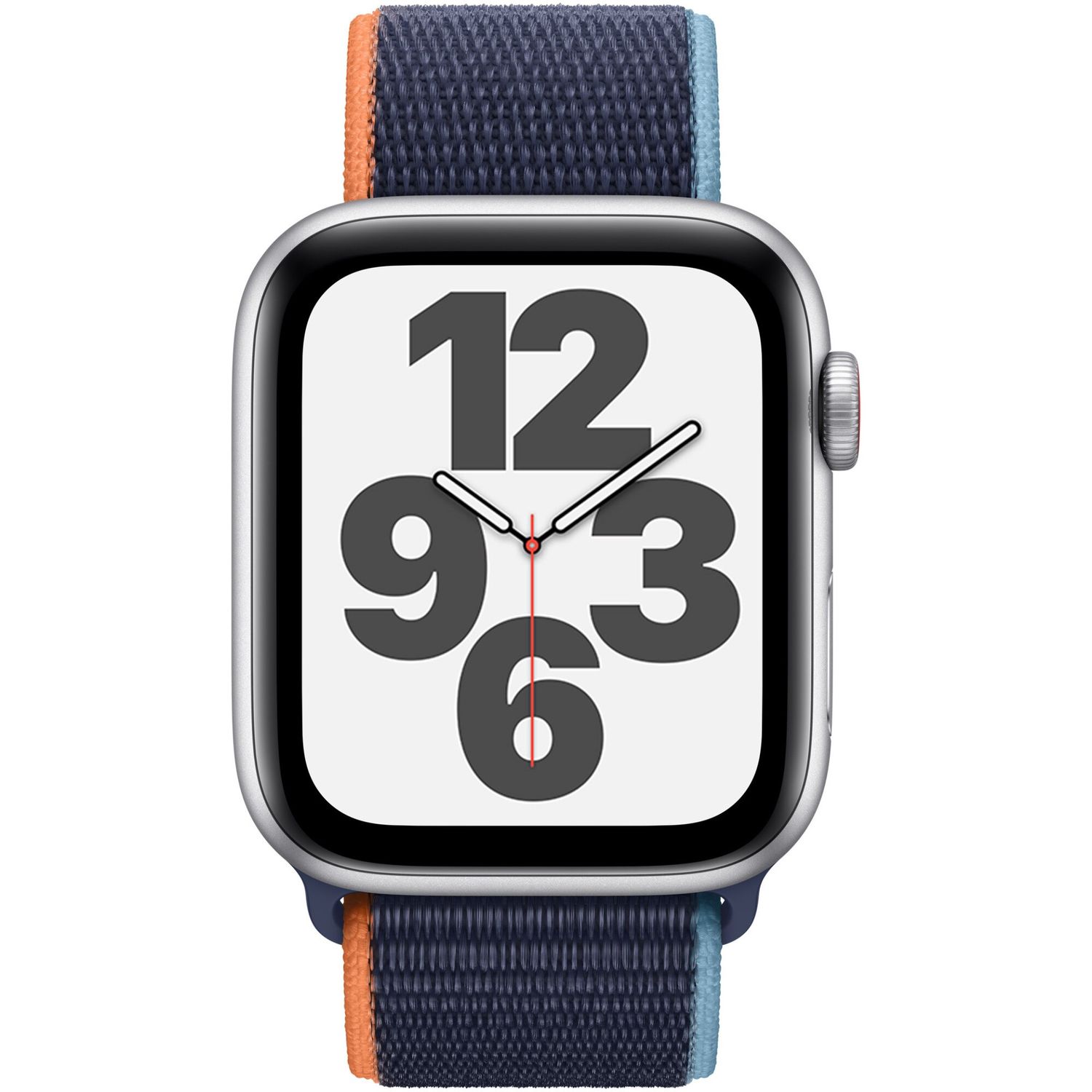 Apple Watch SE, GPS, Cellular, Carcasa Silver Aluminium 44mm, Deep Navy Sport Loop fotografia produsului View 2 L