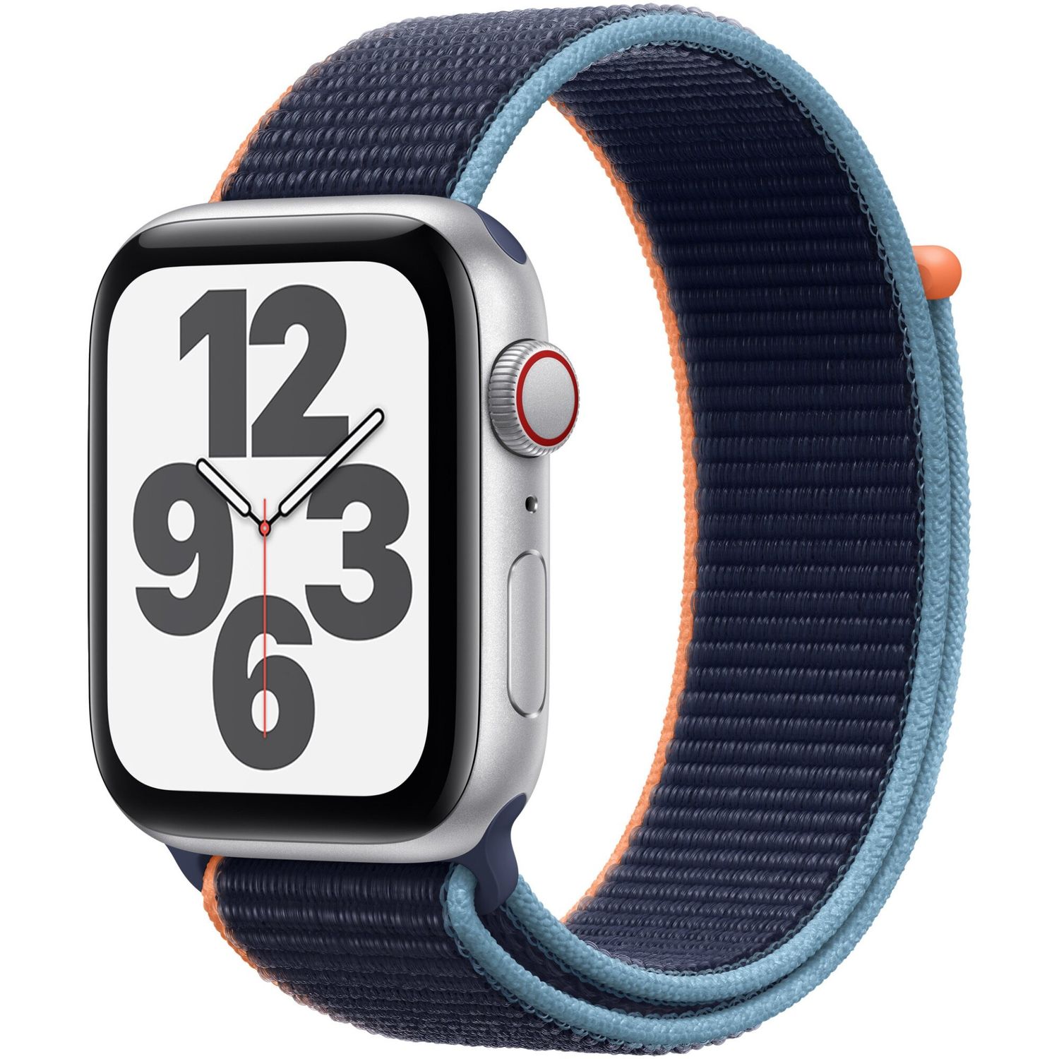 Apple Watch SE, GPS, Cellular, Carcasa Silver Aluminium 44mm, Deep Navy Sport Loop fotografia produsului