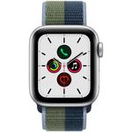 Apple Watch SE, Cellular, Carcasa Aluminium 40mm Silver, Abyss Blue/Moss Green Sport Loop fotografia produsului View 2 S