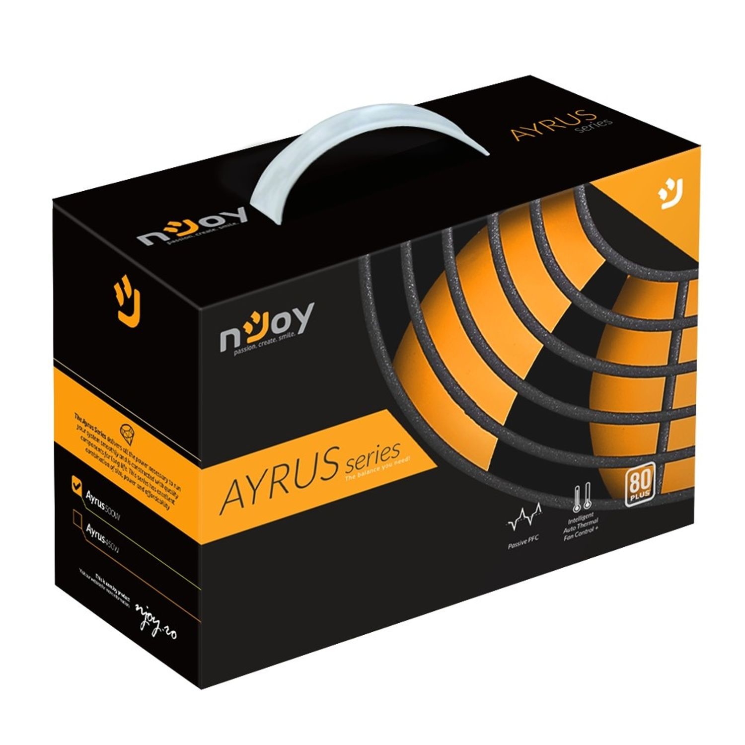 Sursa nJoy Ayrus 500, 500W Real Power, PFC Pasiv, 80 Plus fotografia produsului View 3 L