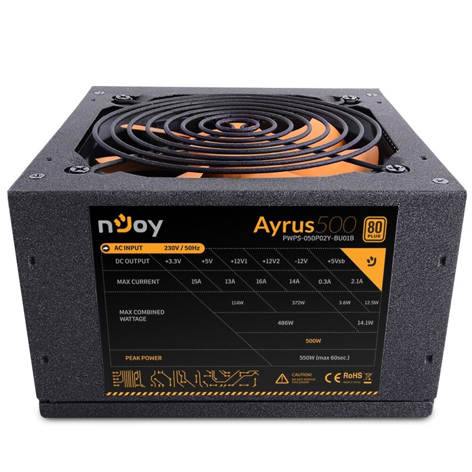 Sursa nJoy Ayrus 500, 500W Real Power, PFC Pasiv, 80 Plus fotografia produsului View 7 L