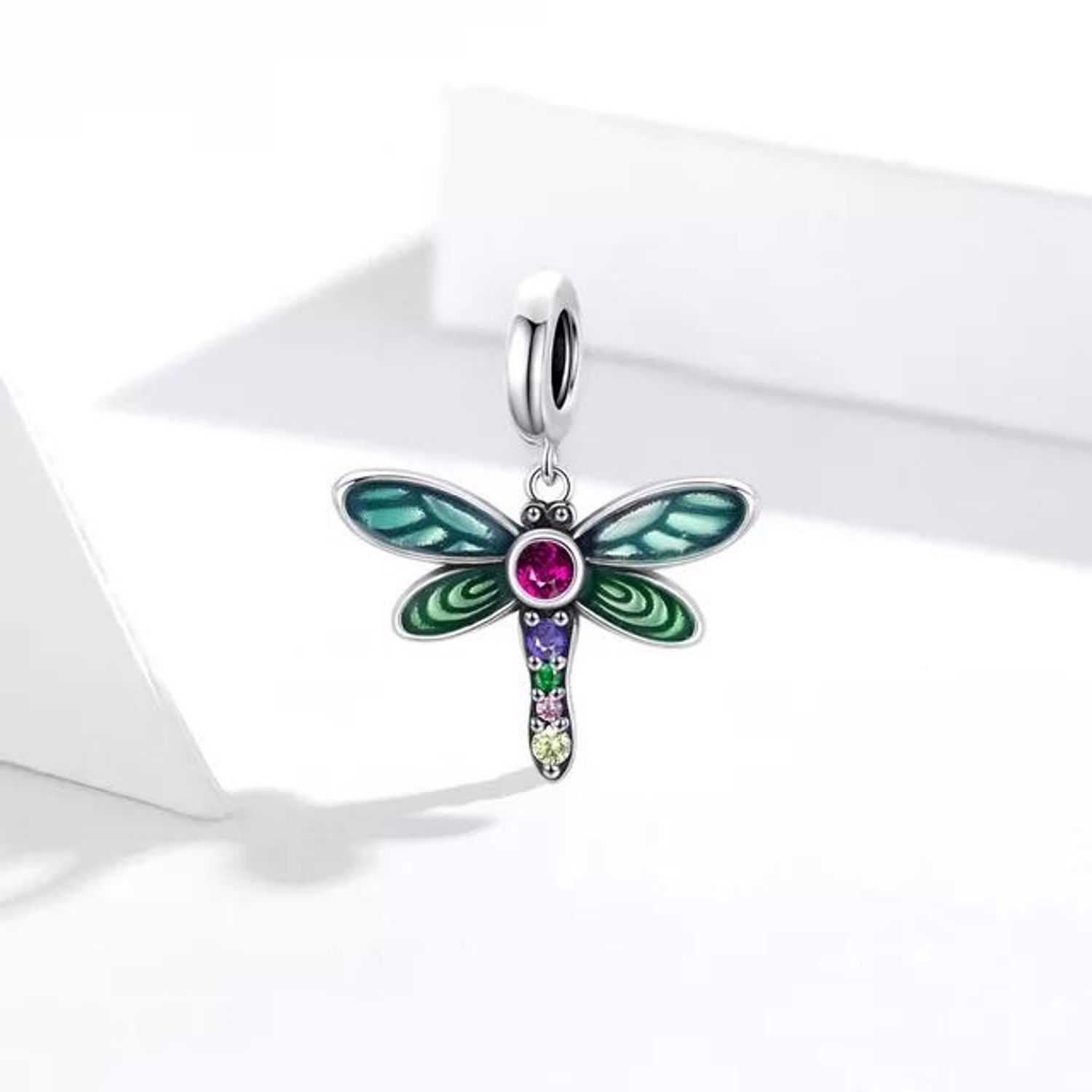 Charm argint Shiny Dragonfly fotografia produsului View 3 L