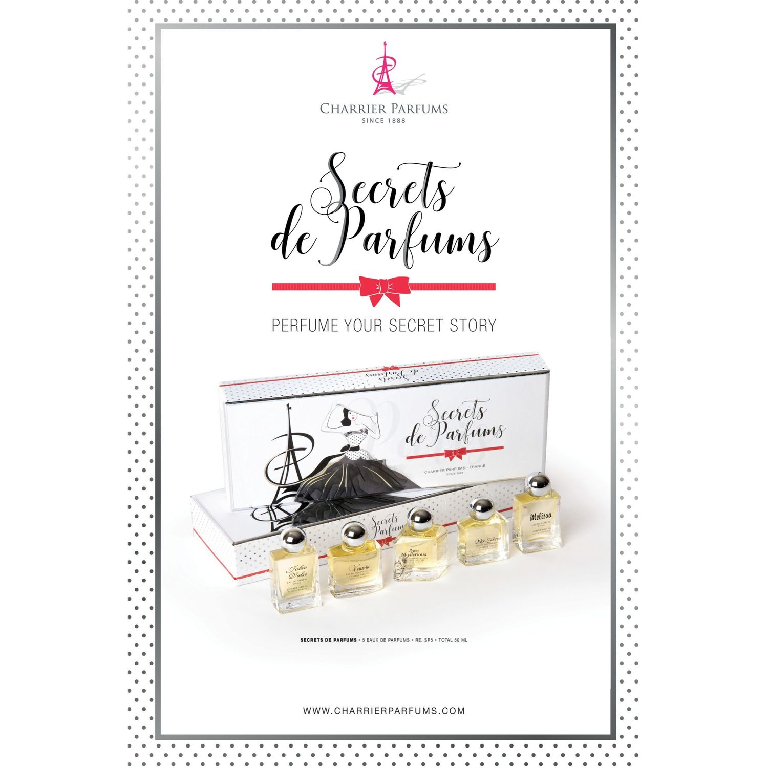 Set Cadou Charrier Parfums "Secrets de Parfums", 5 esente, apa de parfum fotografia produsului View 2 L
