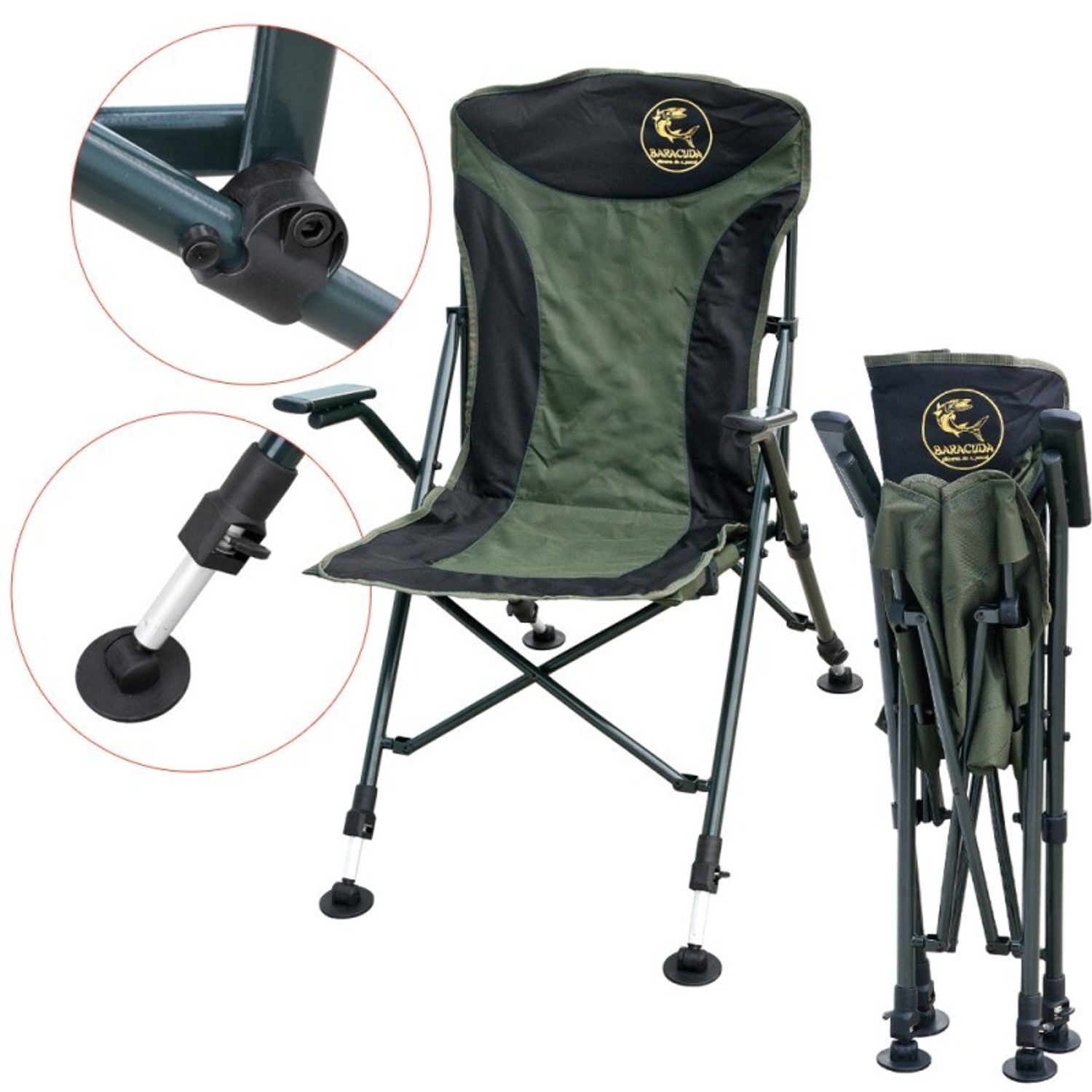 Scaun pliabil crap Baracuda HYC 061-S-II, verde fotografia produsului View 5 L