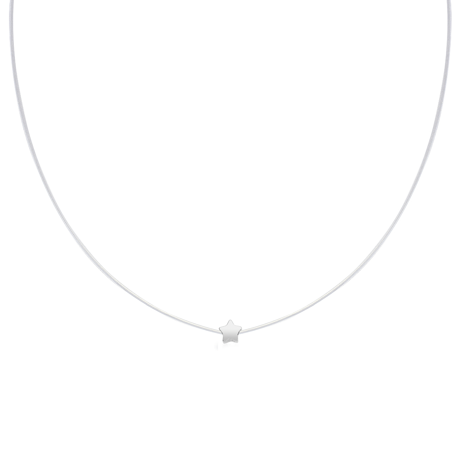 Colier silicon cu Argint 925 placat cu rodiu - Star fotografia produsului