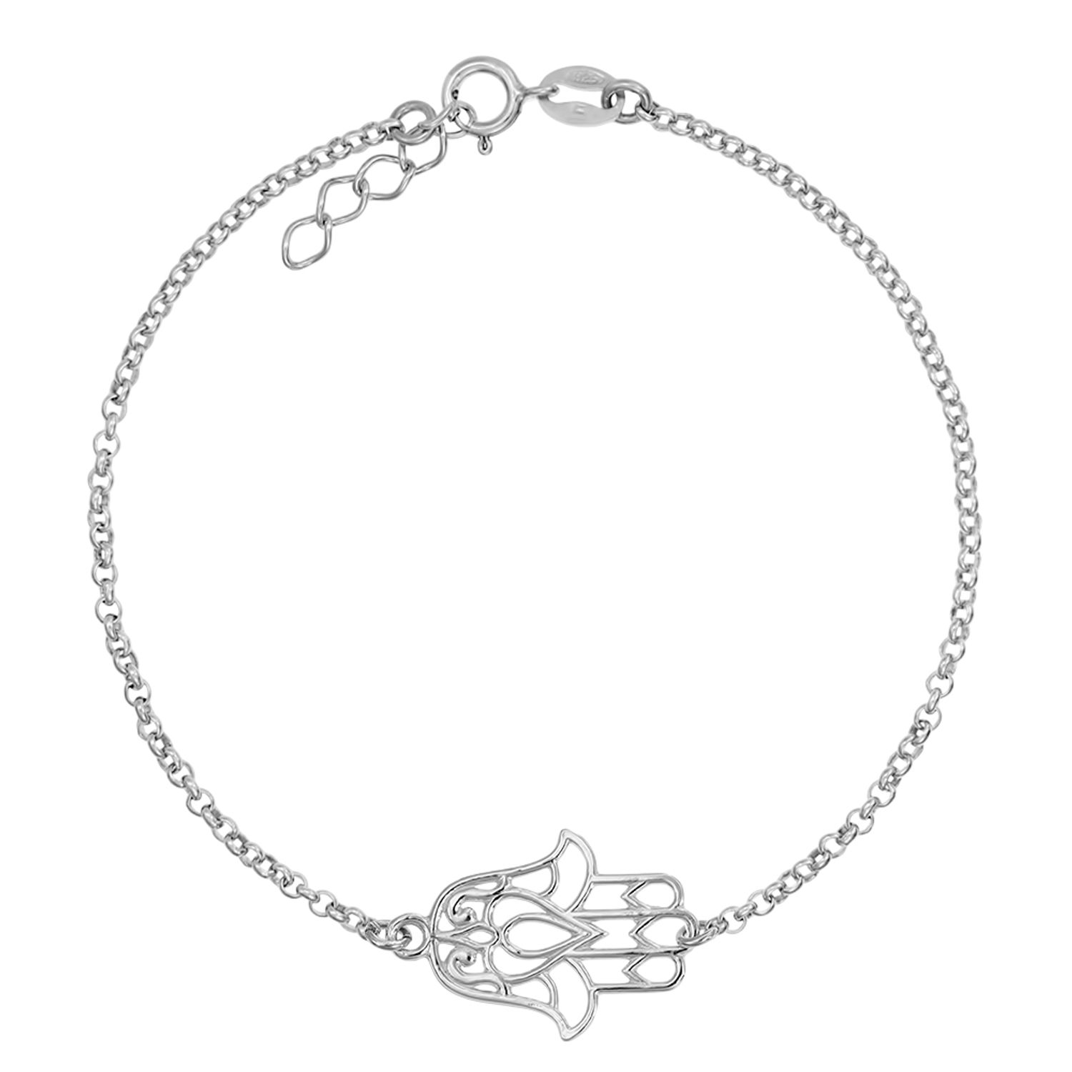 Bratara Argint 925 placat cu rodiu si charm Hamsa fotografia produsului